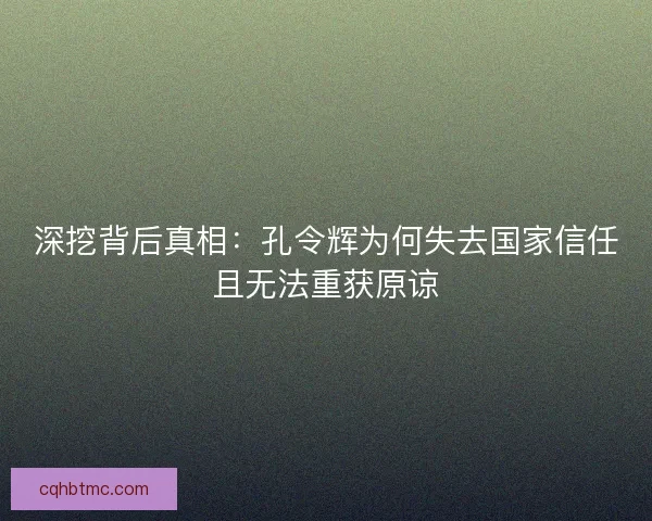 深挖背后真相：孔令辉为何失去国家信任且无法重获原谅